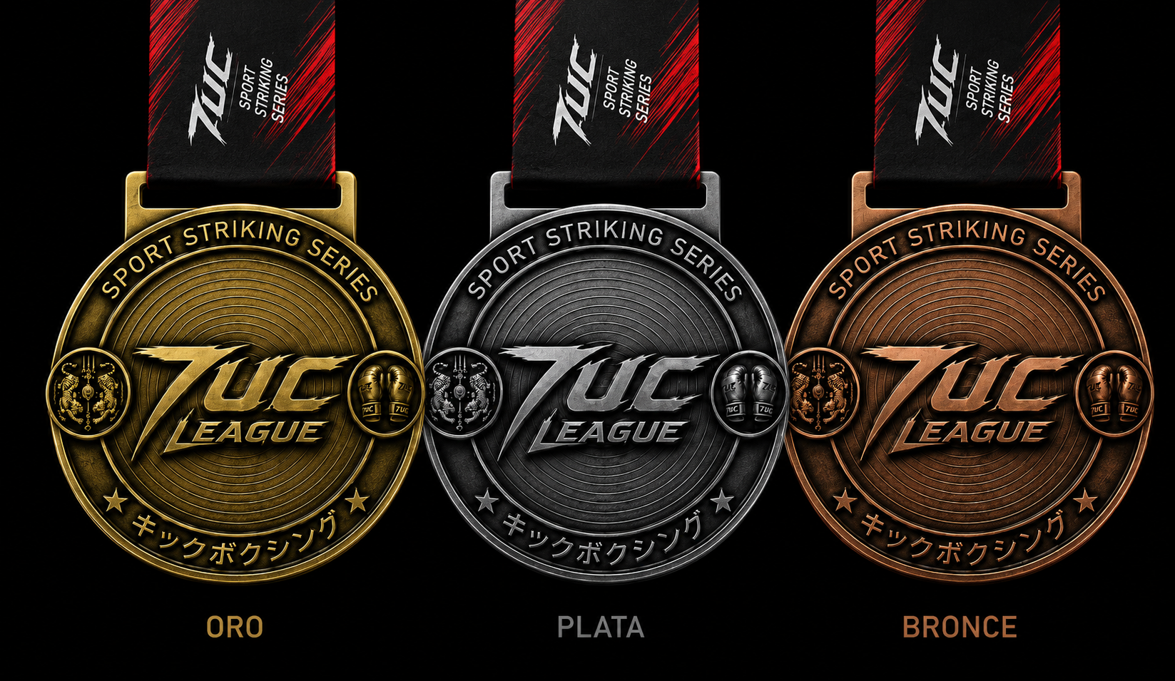 Medallas 7UC Sport Striking Series en oro, plata y bronce